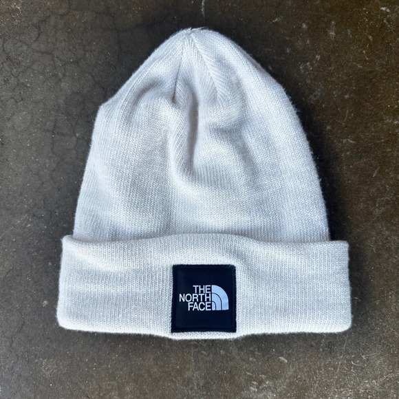 The North Face Other - The North Face Beanie Hat Unisex OS White Excellent Knit Cuffed Logo Patch